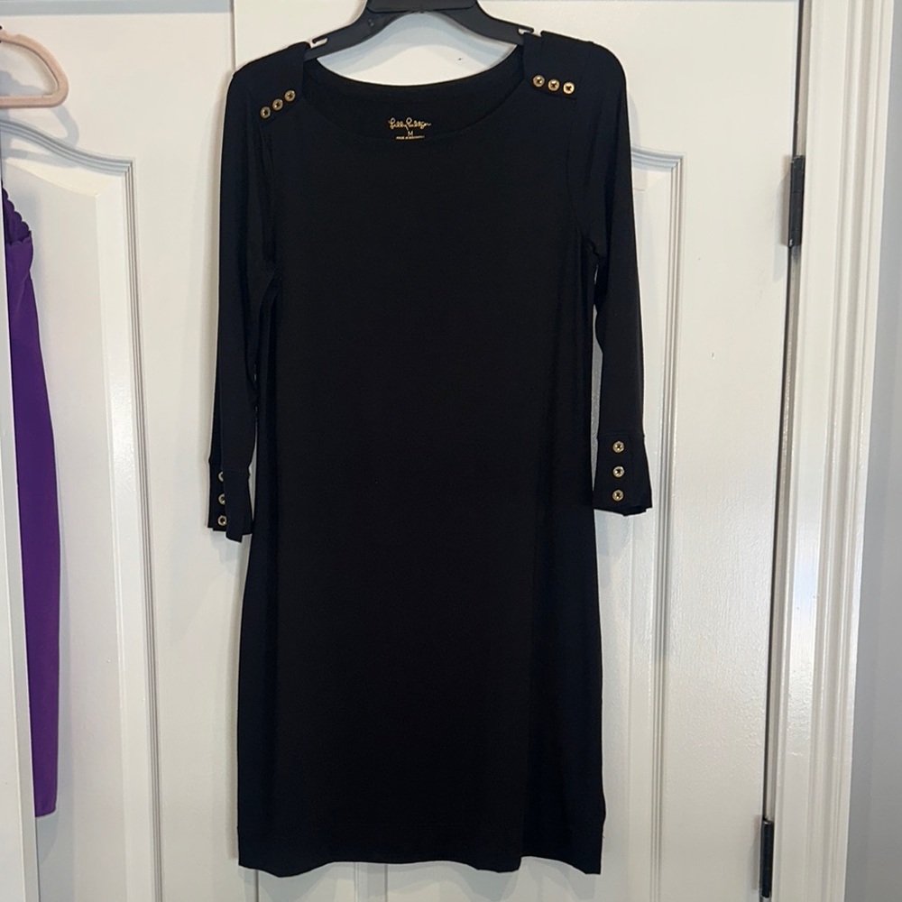 Lilly Pulitzer Black Button-Detail Dress